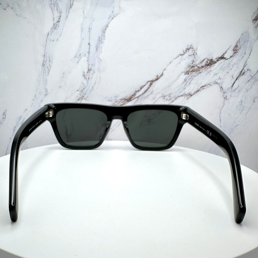 NEW PRADA Sunglasses Black Square Rectangle Gray Lens w/ Box & Case Authentic - Picture 14 of 16
